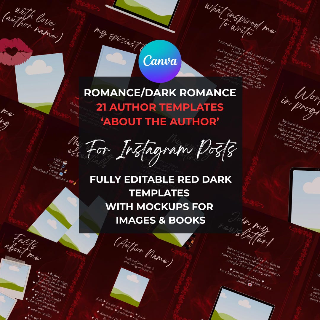21 Author Bookstagram Templates | Canva Editable Templates for Romance ...