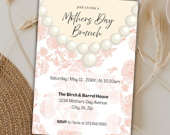 Elegant Floral Mother's Day Brunch Invitation Template (Digital Download)