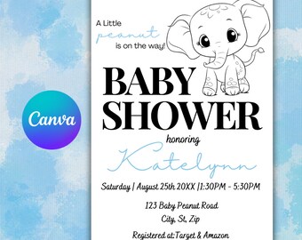 Elephant Baby Shower Invitation: Little Peanut Theme (PDF Download)