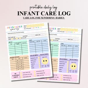 Registro giornaliero stampabile per la cura del bambino / Registro giornaliero per neonati / Registro dei report per l'asilo nido / Registro dei baby sitter / Registro dei report per la cura del bambino / Registro dei baby sitter