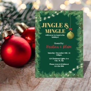 Moderne Jingle & Mingle Einladung | Bearbeitbare Weihnachtsfeier für Büro oder Freunde | Weihnachtsfeier Vorlage | Sofortiger Download