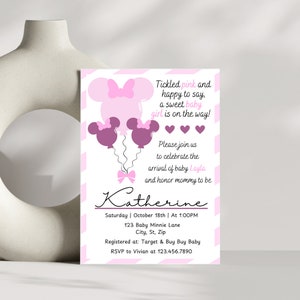 Minnie Mouse Baby Shower Invitation: Pink Girl Theme (Instant Download)