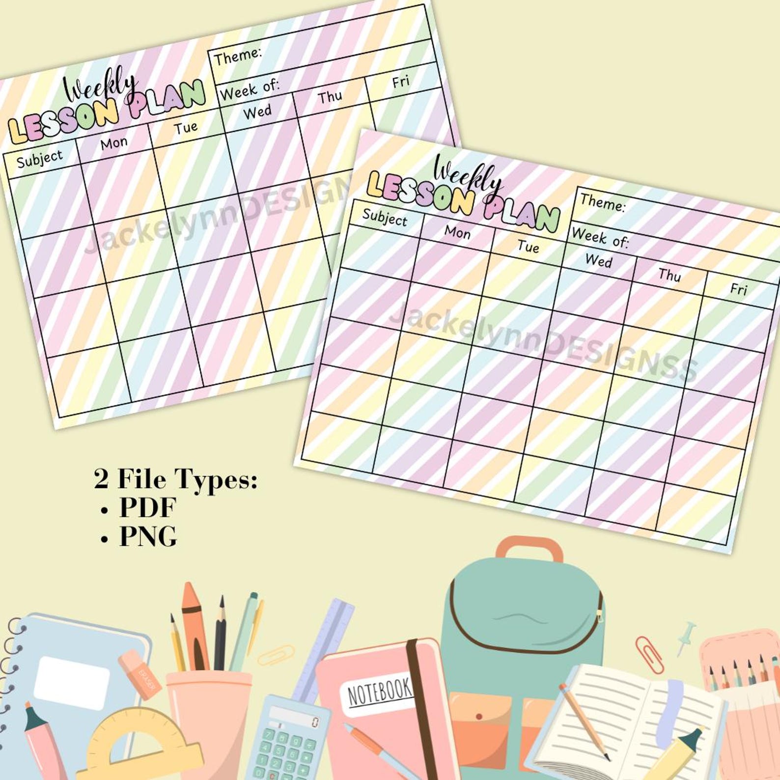 Printable Weekly Teacher Lesson Plan: Elementary School (digital ...