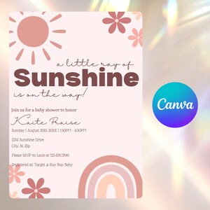 Sunshine Baby Shower Invitation: Editable Template (Digital Download)