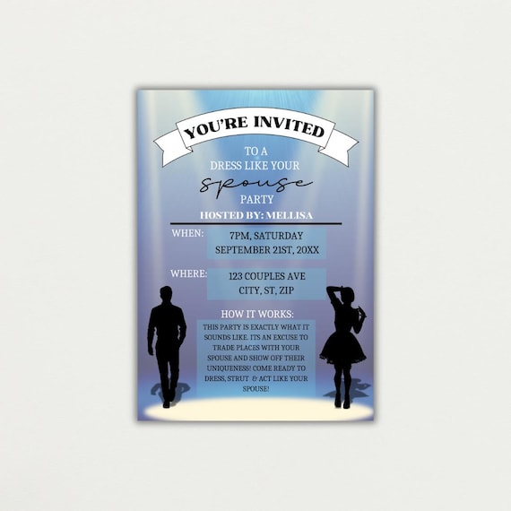 dress like your spouse party invite Dress as Your Spouse Party Invitation, INSTANT DOWNLOAD (with Canva)
