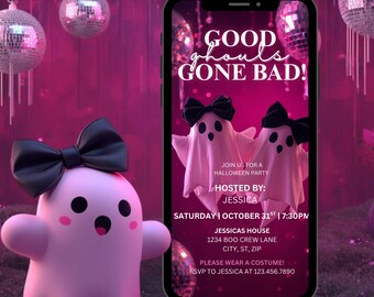 Halloween Party Invitation Template: Editable Ghost Disco Theme (Instant Download)