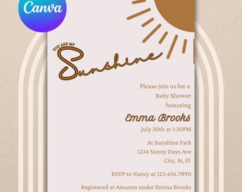 You Are My Sunshine Baby Shower Invite | Sunshine Baby Shower Invitation | Gender Neutral Baby Shower Invite