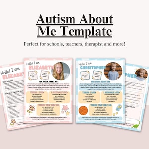 Autism About Me Printable | All About Me for Special Needs Kids | Autism Info Sheet for School, Teachers, Therapists & IEP Meetings