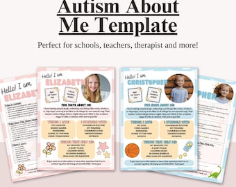 Autism About Me Printable | All About Me for Special Needs Kids | Autism Info Sheet for School, Teachers, Therapists & IEP Meetings