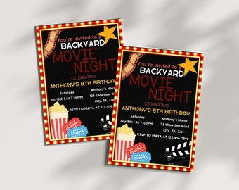 Movie Night Birthday Invitation: Red Carpet Party (PDF)