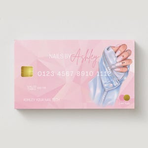 Nail Tech Kreditkarte Visitenkarte Vorlage | Visitenkarte im Kreditkartenstil | Nagel Visitenkarte Vorlage