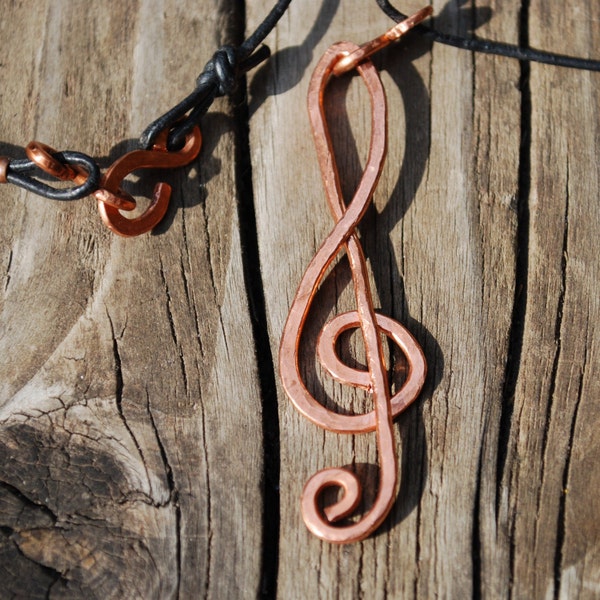 Treble Clef Pendant  Minimus No. 6  do re mi  copper pendant