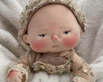 OOAK Soft Sculpture Baby Doll by BeBe Babies and Friends, Newborn Baby Doll, Realistic Baby Doll, Waldorf Doll, Cloth Doll, Cloth Baby Doll