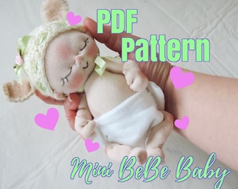 PDF Pattern- How to Make a Mini BeBe Baby Doll by BeBe Babies and Friends Soft Sculpture Baby Doll Pattern Cloth Doll Waldorf Doll  Mini