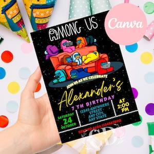 Among us Invitation, Among us Birthday invitation, EDITABLE Among us Birthday Invitation for boy, Invitacion Among us