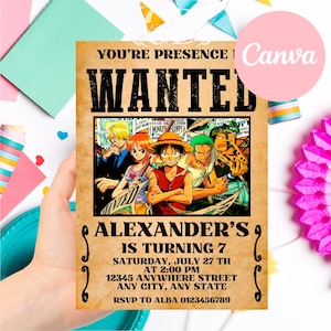 One Piece Invitation, One Piece Birthday invitation, EDITABLE One Piece Invitation, Invitacion One Piece, Printable One Piece Party Invite