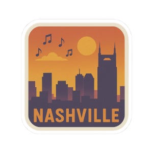 Nashville Kiss-Cut Stickers - City Skyline Decor, Music Lover Gifts, Laptop Stickers, Travel Mementos, Nashville Souvenirs