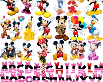 Mickey Mouse & Minnie Alphabet Clipart Bundle (Digital Download)