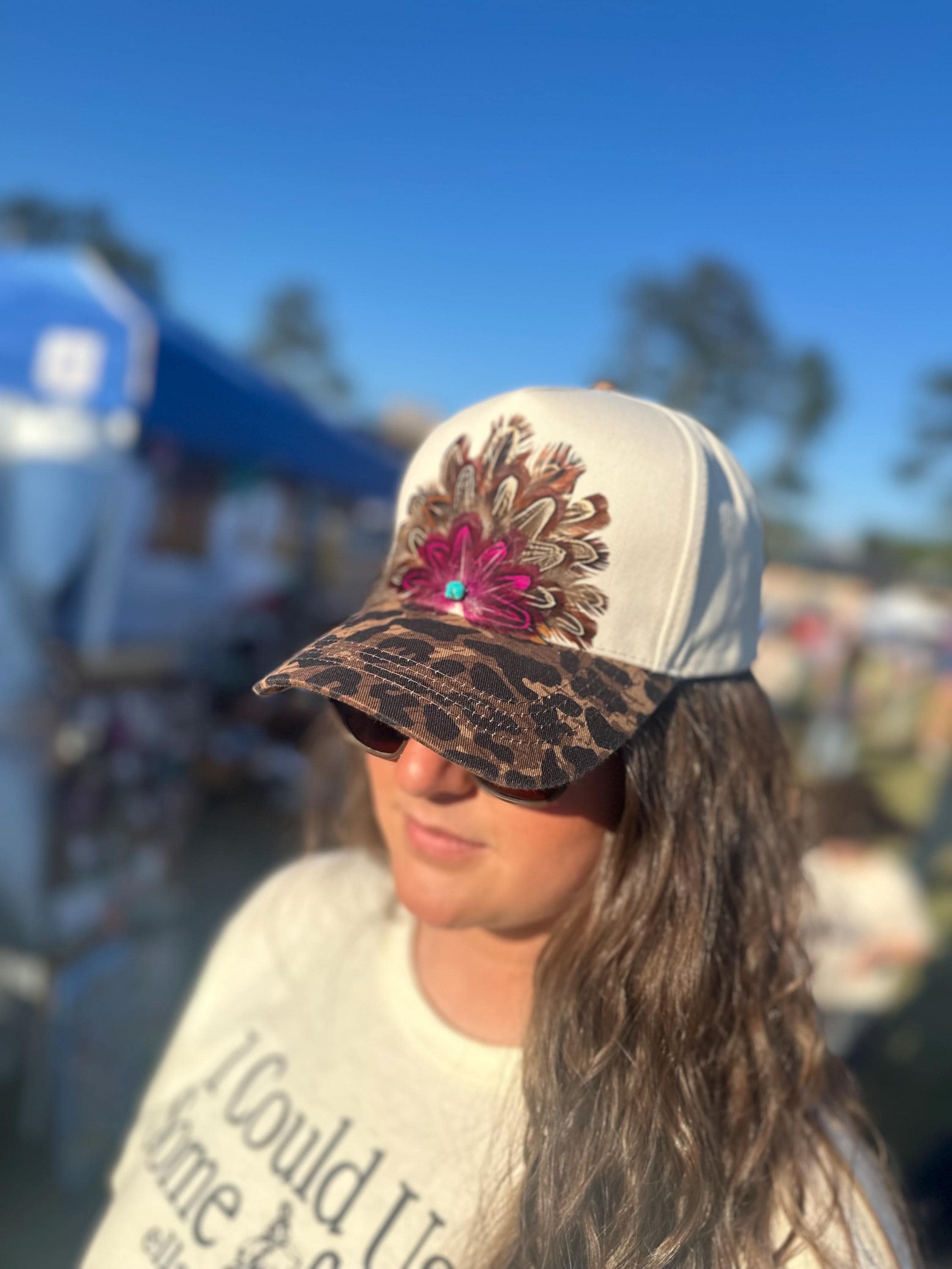 \'Expensive & Difficult\' White and Brown Sequin Leopard Customized Hat Expensive & Difficult Cheetah Snapback Hat - TikTok Shop main image 3
