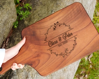 Personalized Live Edge Walnut Cutting Board, Engraved Charcuterie Board