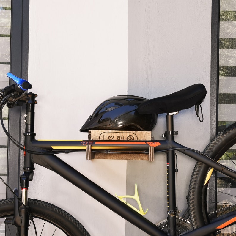 Personalized Wall Mount Wooden Bike Rack, Custom Bicycle Hanger, Wooden ...