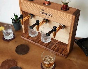 Decanter per whisky in legno personalizzato, regalo di nozze, distributore di liquori, regalo di fidanzamento, regalo per sposi novelli, idea regalo per il primo Natale della coppia