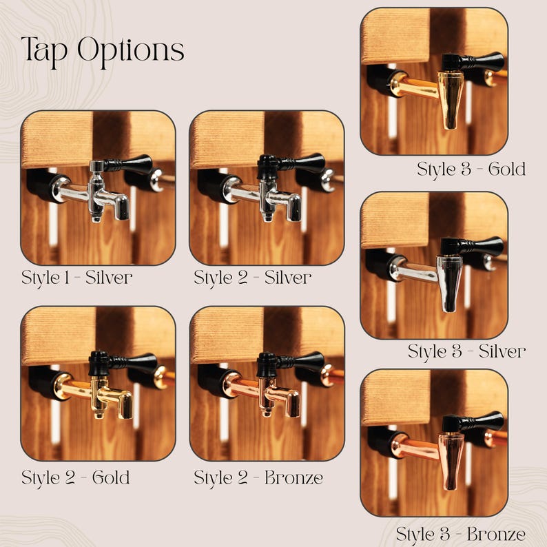 a series of photos showing different types of tap options