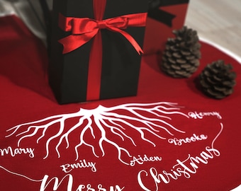 Personalized Christmas Tree Skirt, Custom Family Name, Holiday Decor