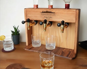 Hölzerner Whisky-Dekanter- personalisierter Spirituosen-Spender mit Gläsern, Hochzeitsgeschenk, Verlobungsgeschenk, Einweihungsgeschenk, Geburtstagsgeschenkidee