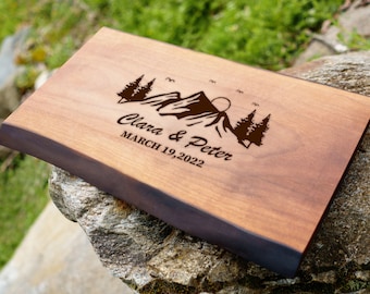 Personalized Live Edge Walnut Cutting Board, Wedding Gift