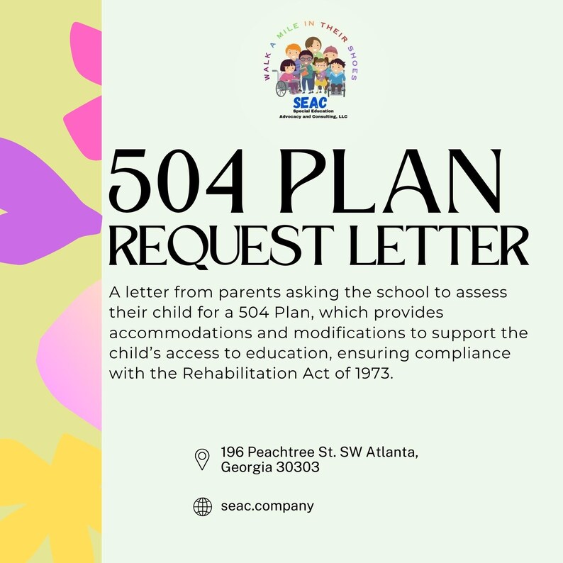 504 Plan Request Letter, Accommodations Request, School Modifications ...