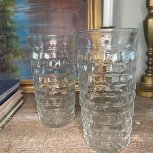 Vintage 1960s Cubist Glass Tumblers - Indiana Whitehall Drinkware Set