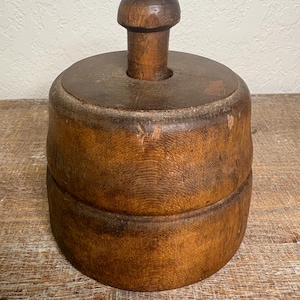 Antique Primitive Wooden Butter Stamp/Mold, Late 1800s - Early 1900s Antique Kitchen Decor, Cottagecore Vintage Kitchen Butter Stamp