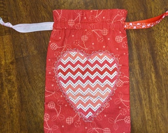 Striped Heart Cinch Bag