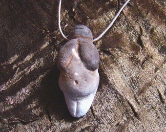 Venus of Willendorf Pendant, pit-fired, smoky, jewelry goddess sculpture