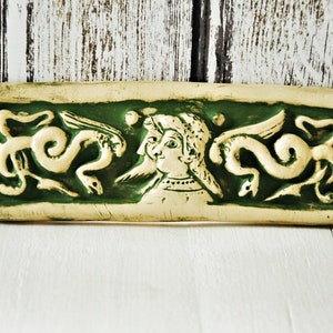 Bas relief Ceramic Tile, Uni & Tagni, Etruscan Goddess and God, Historical Reproduction - Stoneware Wall Hanging, Plaque