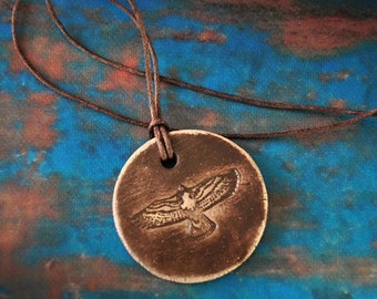 Soaring Hawk Pendant Necklace, Unisex Jewelry, Totem Animal Pendant/Amulet - Assorted Colors, Custom Colors