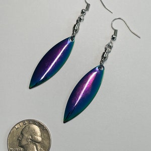 Iridescent Fishing Spoon Lure Earrings