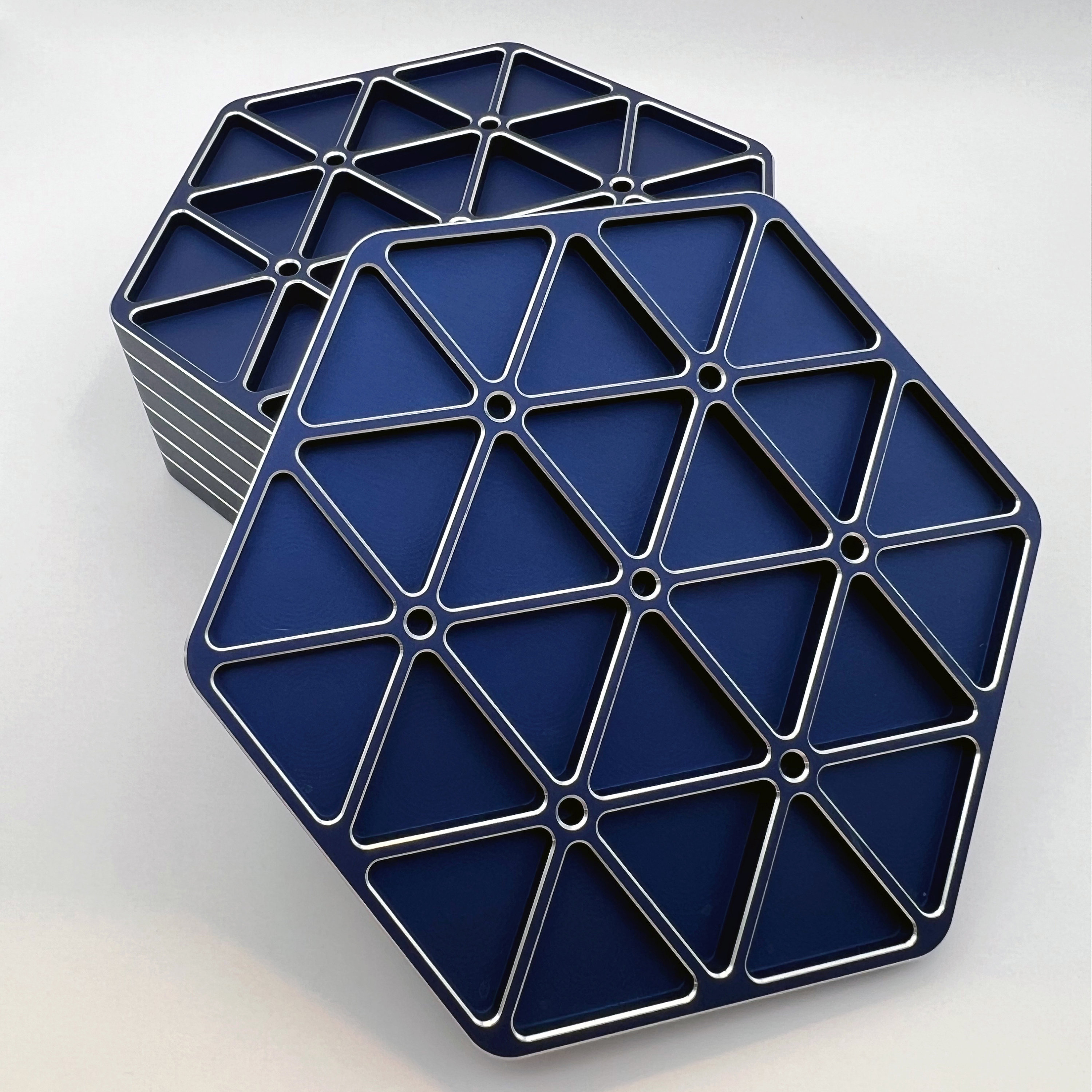 NRD Coaster コースター SmokePC/Lapis Blue Aluminum Coaster - Aerospace-inspired Isogrid Coaster Mark 1