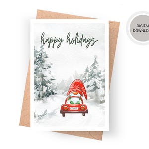 Gnome Christmas Card, Printable Christmas Card, Gnome Happy Holidays Card, Merry Christmas Card, Funny Christmas Card, Cute Christmas Card