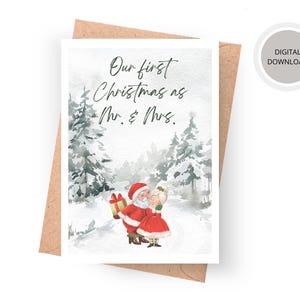 Primeiro Natal como Sr. e Sra., Cartão de Natal do Primeiro Casado, Cartão Feliz Casado, Cartão de Natal para Imprimir, Cartão para Esposa, Cartão para Marido