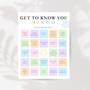 Get To Know You Bingo, Find Someone Who Bingo, Find The Guest Bingo, Icebreaker Bingo, Team Building Game, Icebreaker Games, Human Bingo