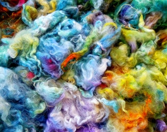 Wool fleece locks curls hand dyed Mountain Mist locks curls 1 oz. felt weave doll hair BJD Blythe