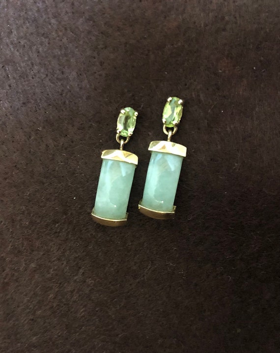 Gold 10k Earrings Jade Peridot Stud