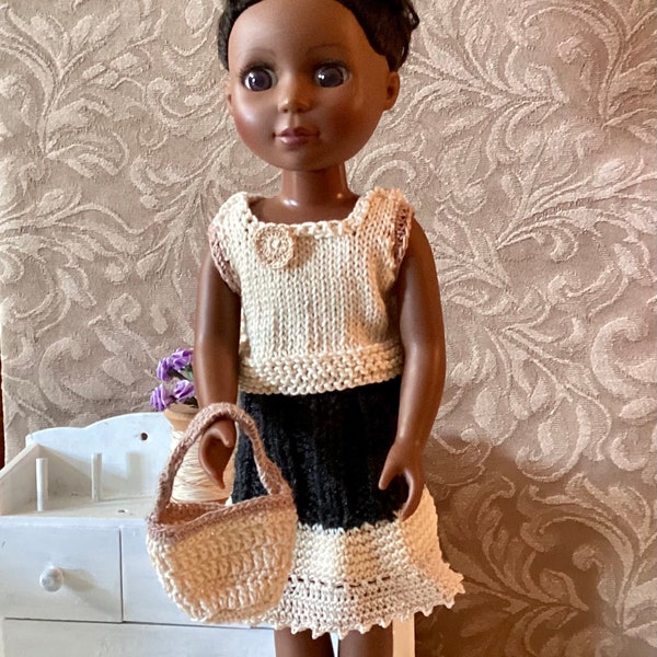 doll clothing, collection, Bijoux tricot, handmade, doll clothes, doll accessories, knitted clothes for doll, Glitter Girls outfit,