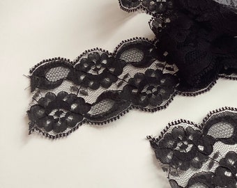 Ribbon, black lace ribbon, vintage ribbon, flowers lace, ribbon for costume, sew, lace for lingerie, couture, lace, feminine, black