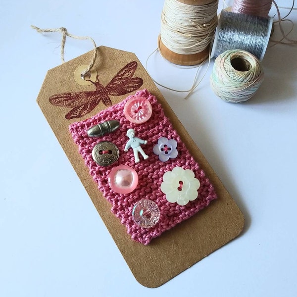 Buttons card, decorative card, vintage button, sew, Bijoux tricot, pink, flower, the little prince, metal buttons, couture, mural poetry