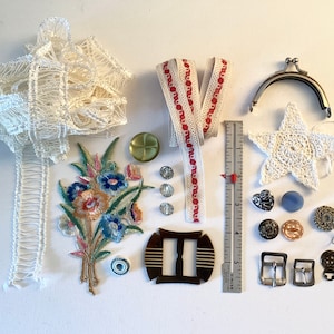 kit de couture, accessoires de couture, rubans vintage, étoile, boutons, couture, mercerie, ruban dentelle, accessoires de couture, cadeau