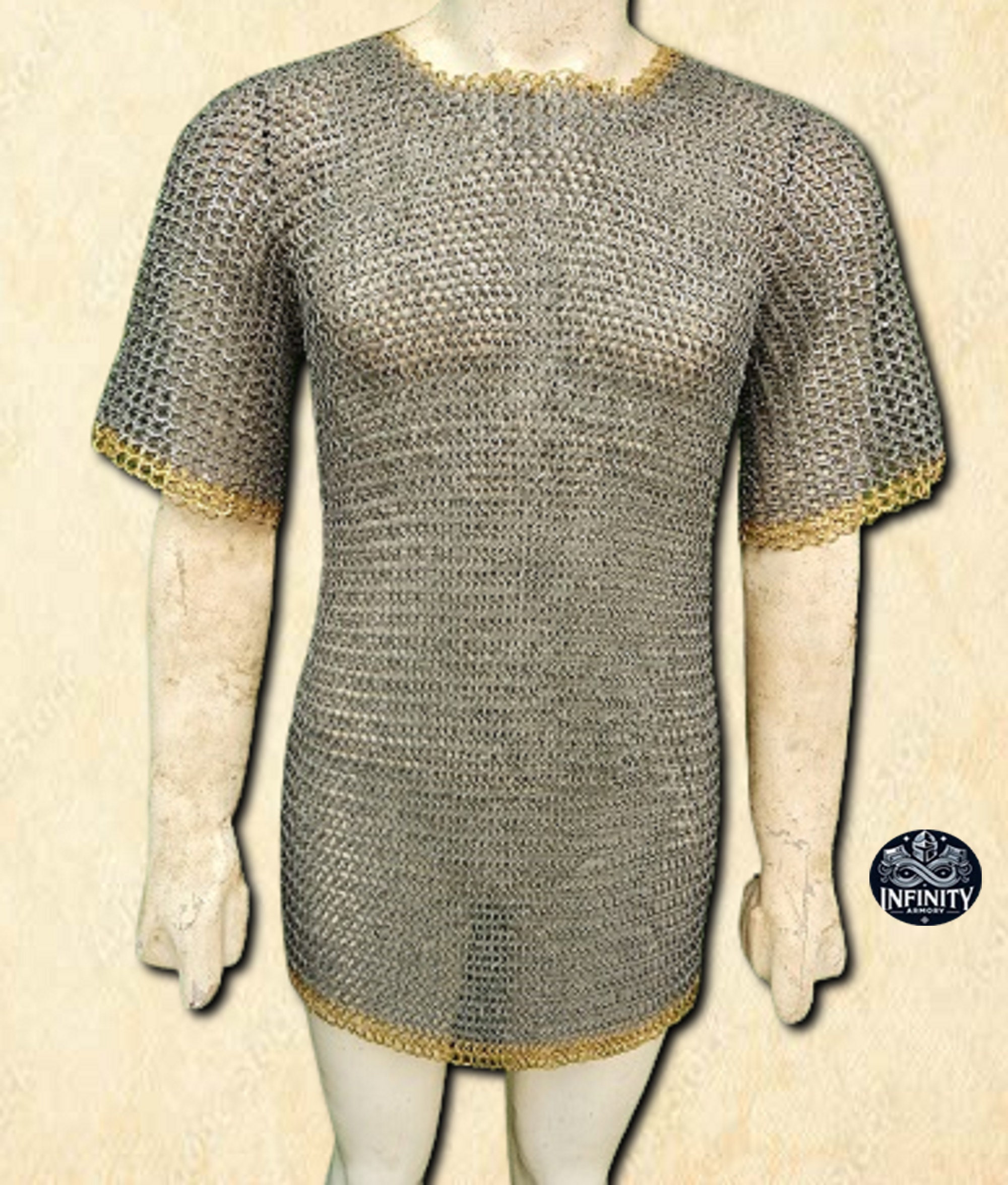 Chain Mail Shirt 8mm Flat Riveted With Solid Rings Haubergeon Short Sleeves chainmail Shirt for SCA Etsy UK