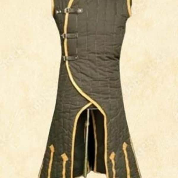 Medieval Sleeveless Gambeson , Sleeve Less  Long Length Costume , Costume for SCA and LARP